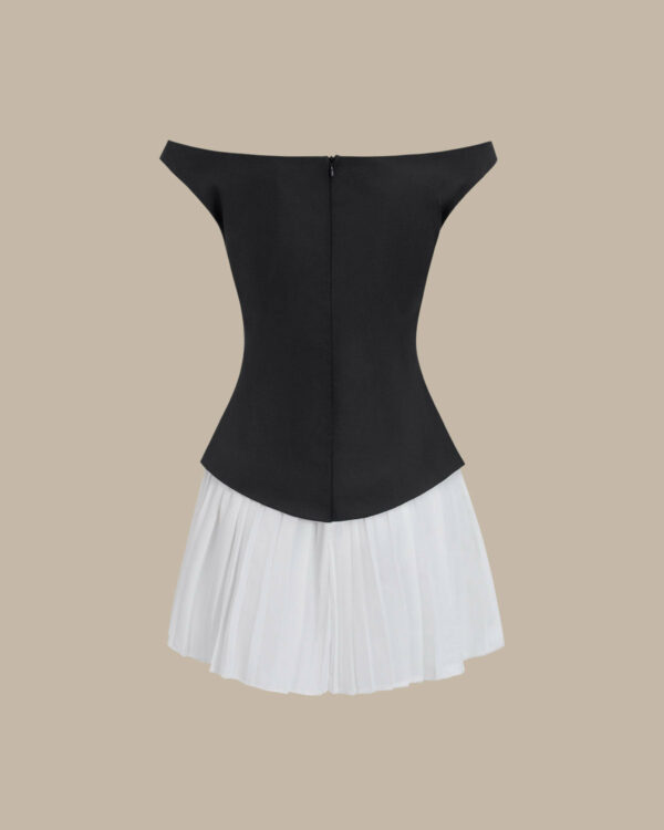 Women's Black Off-shoulder Contrasting Mini Dress - Image 8
