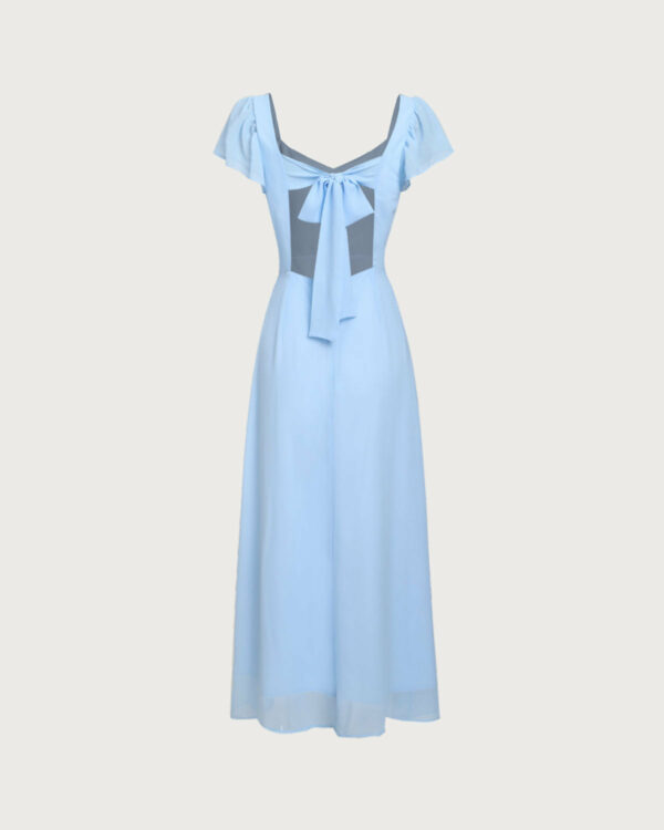 Blue Neck Chiffon Maxi Dress - Image 7
