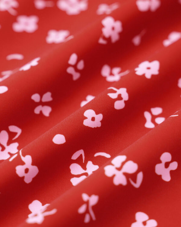 Red Floral Neck Cap Sleeve Midi Dress - Image 11
