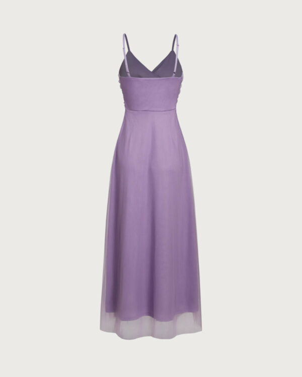 Purple Mesh Wrap Slip Maxi Dress - Image 7