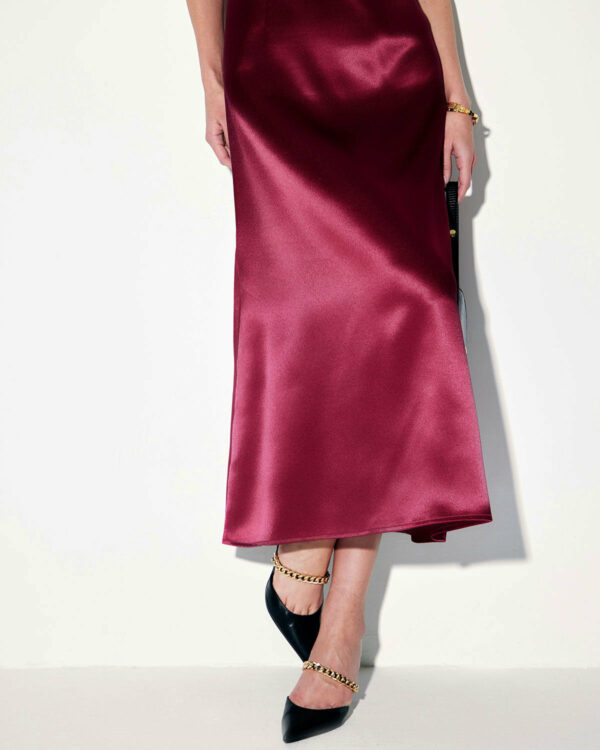 Red Satin Square Neck Slip Maxi Dress - Image 2