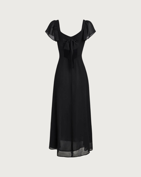 Black Neck Chiffon Maxi Dress - Image 7