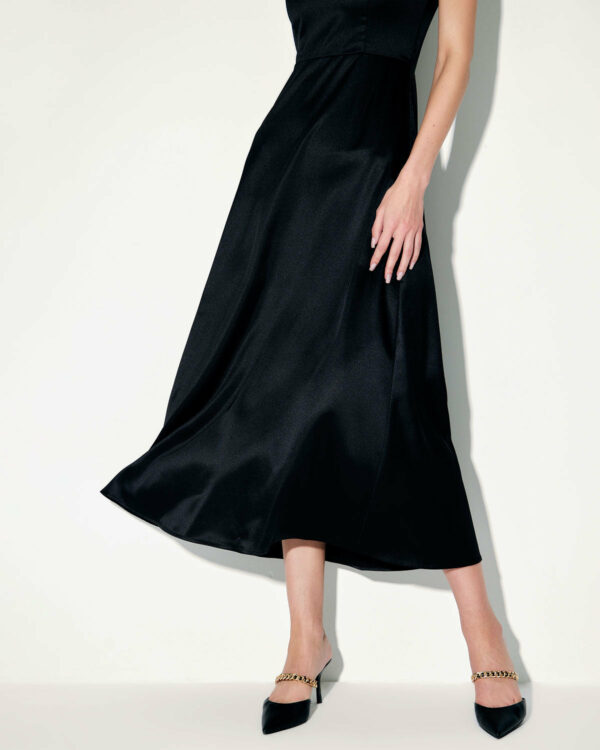 Black Satin A-Line Slip Maxi Dress - Image 2