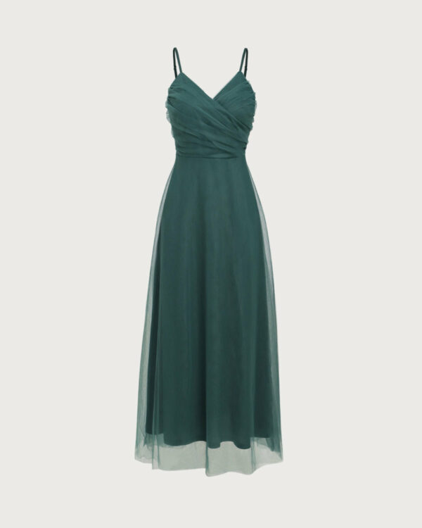 Green Mesh Wrap Slip Maxi Dress - Image 11