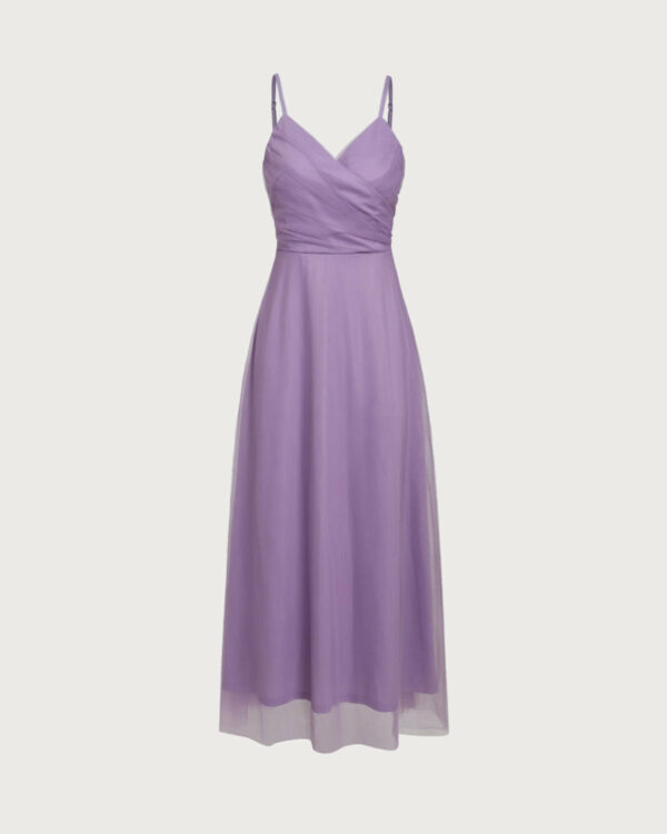 Purple Mesh Wrap Slip Maxi Dress - Image 6