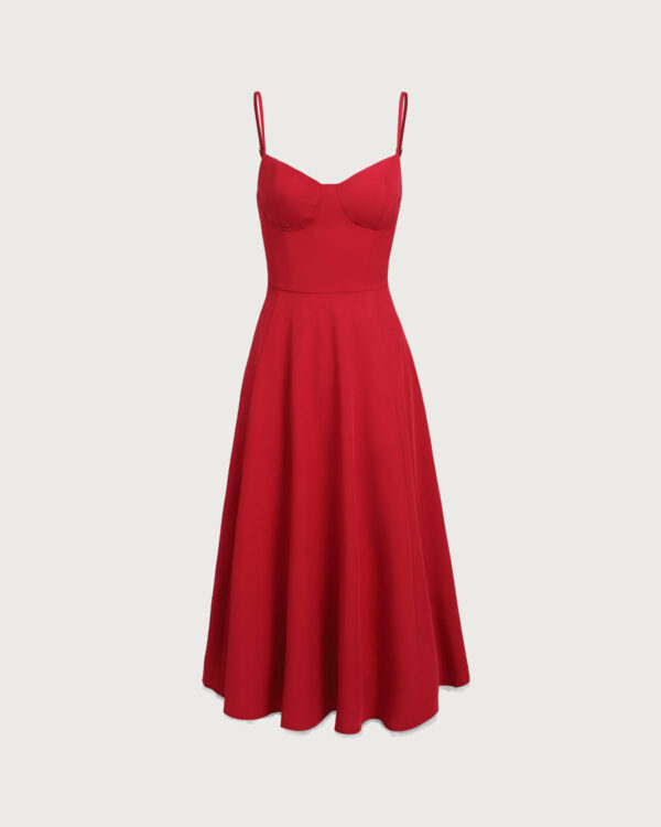 Red Neck Slip Maxi Dress - Image 7