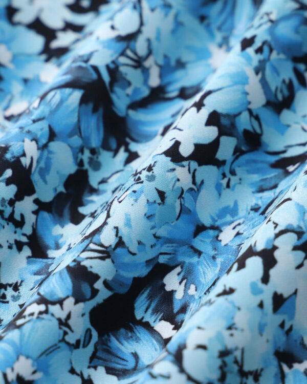 Blue Floral V-Neck Button Mini Dress - Image 8