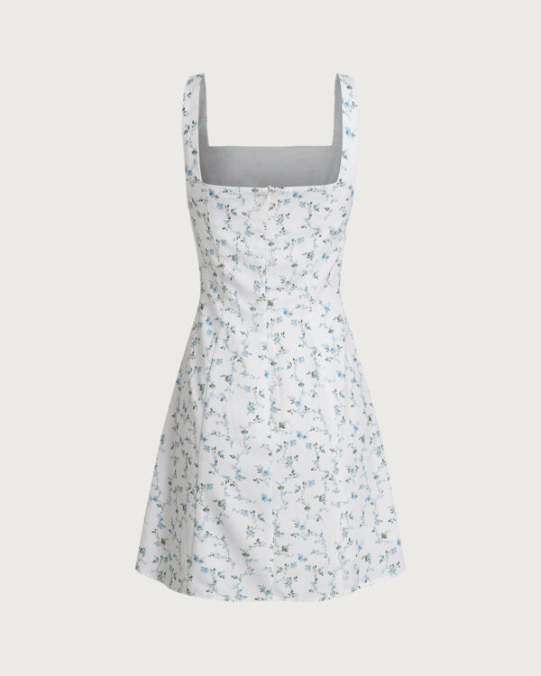 White Floral Square Neck Slip Mini Dress - Image 7