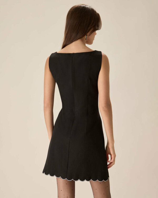 Black Contrasting Sleeveless Mini Dress - Image 5