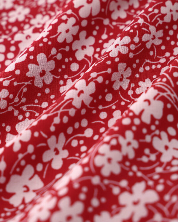 Red Floral Neck Slip Mini Dresses - Image 3