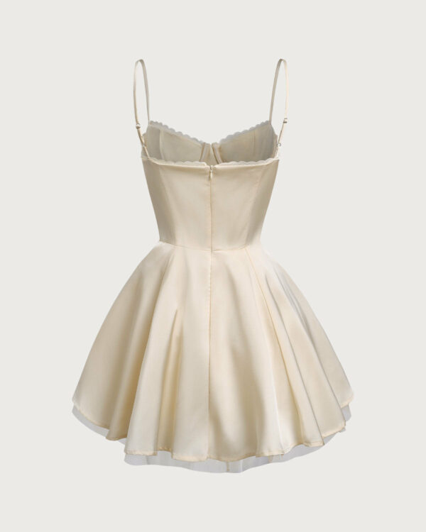 Apricot Neck Slip Pleated Mini Dresses - Image 2