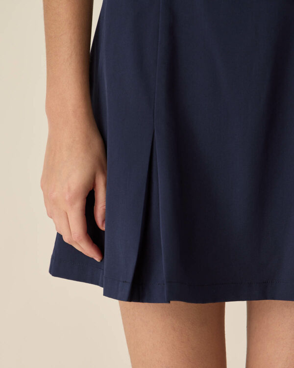 Blue Mock Neck Pleated Mini Dress - Image 2