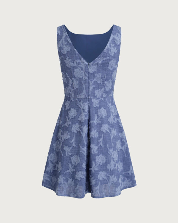 Blue Round Neck Sleeveless Mini Dress - Image 7