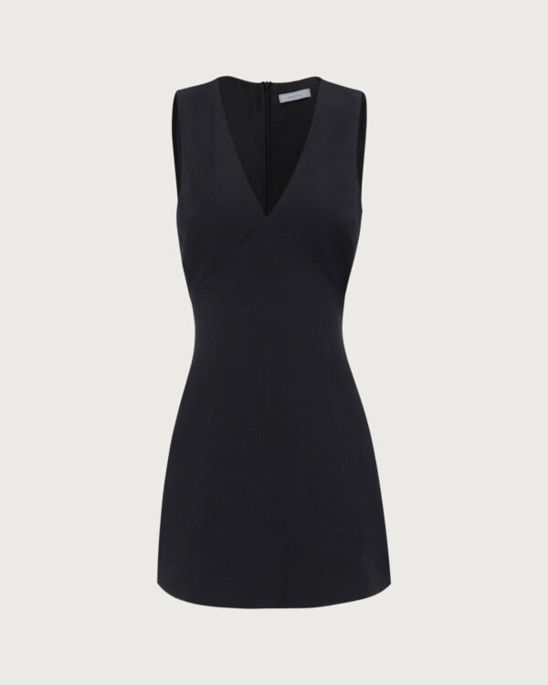 Women's Black V-Neck Sleeveless Mini Dress - Image 5