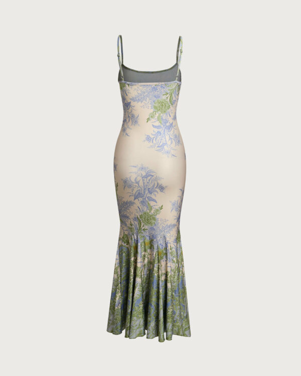 Green Floral Slip Mermaid Maxi Dress - Image 2