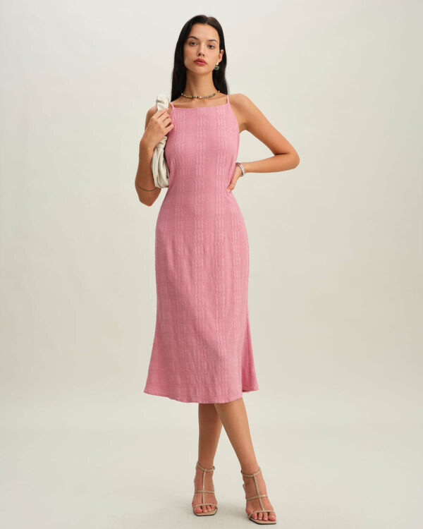 Pink Mermaid Slip Midi Dress - Image 4