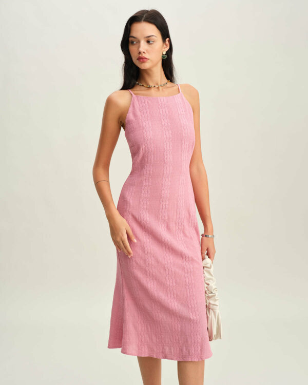 Pink Mermaid Slip Midi Dress - Image 3