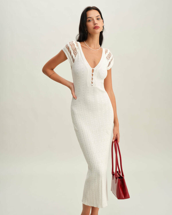 White Crochet Sweater Dress