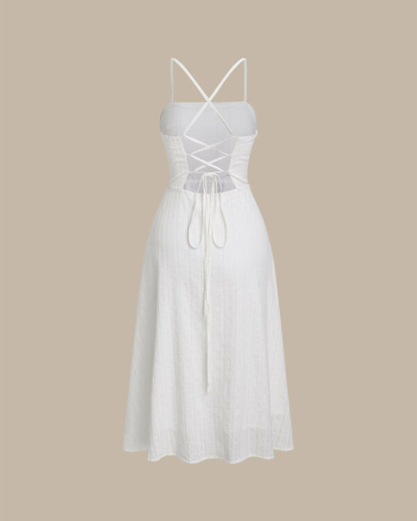 White Pocket A-Line Slip Midi Dress - Image 7