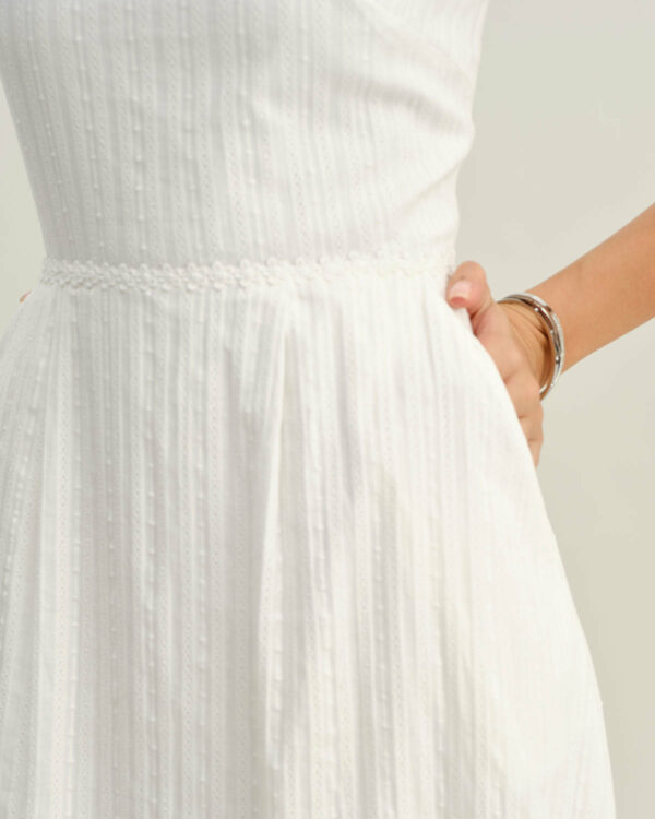 White Pocket A-Line Slip Midi Dress - Image 2