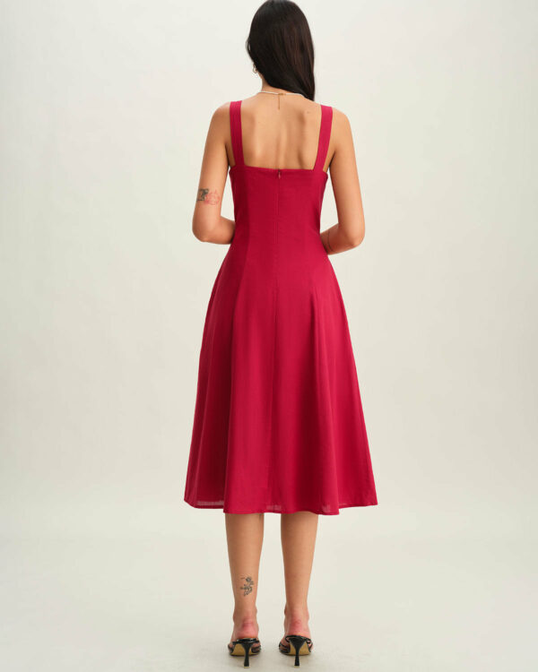 Red Neck Slip Midi Dress - Image 5