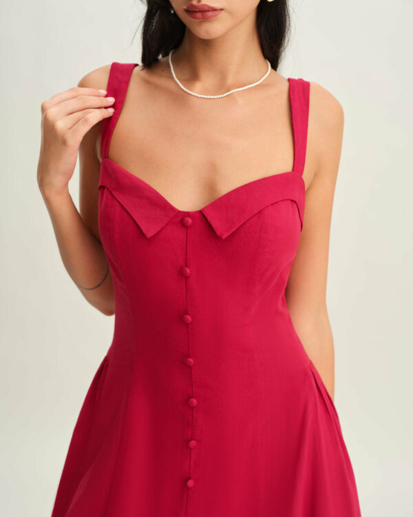 Red Neck Slip Midi Dress - Image 2