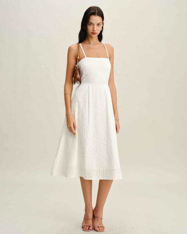 White Pocket A-Line Slip Midi Dress - Image 5