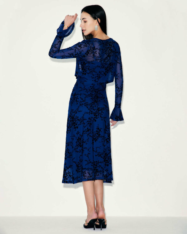 Blue Floral Mesh Slip Midi Dress - Image 5
