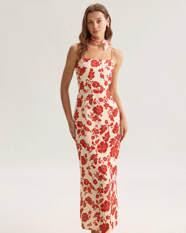 Red Floral Slip Maxi Dress