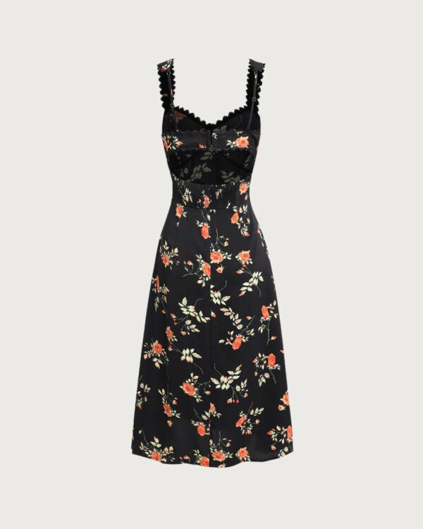 Black Floral Shirred Slip Maxi Dress - Image 6