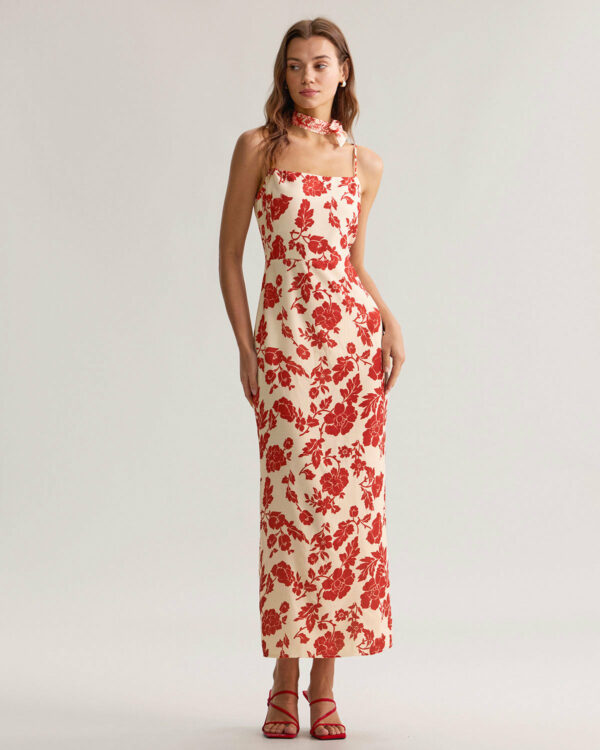 Red Floral Slip Maxi Dress - Image 5