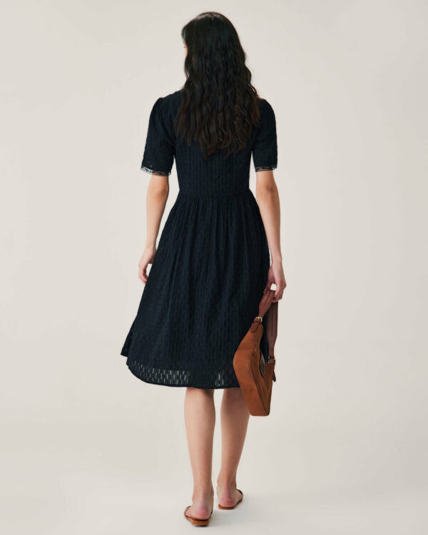 Black Lace Button Midi Dress - Image 5