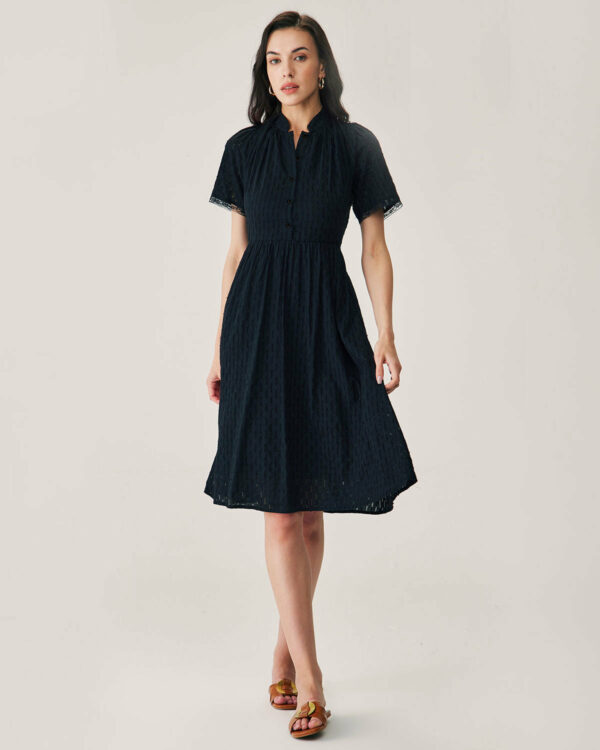 Black Lace Button Midi Dress - Image 4