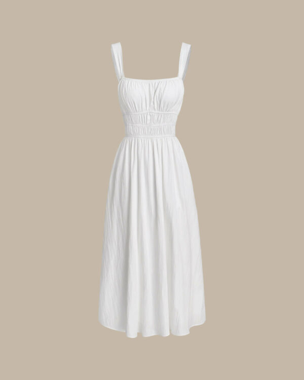 White Ruched Slip Maxi Dress - Image 7