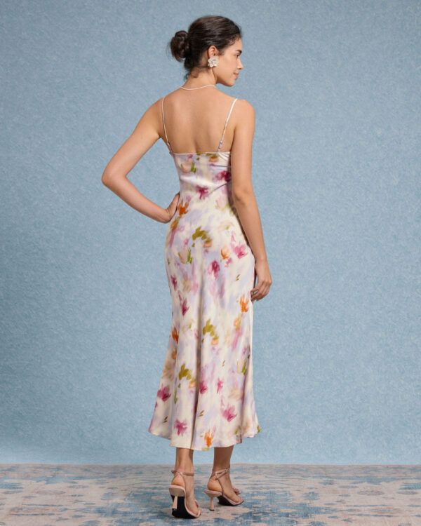 Pink Floral Mermaid Slip Midi Dress - Image 7