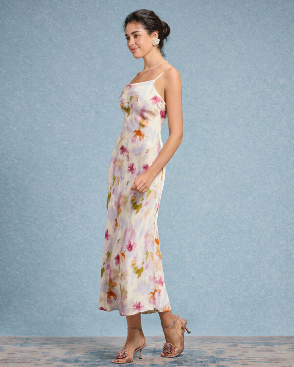 Pink Floral Mermaid Slip Midi Dress - Image 6