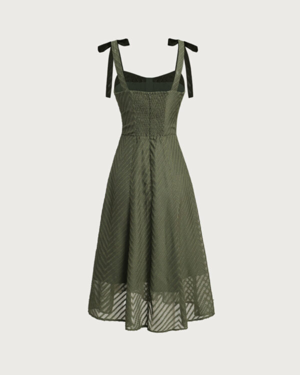 Green Neck Tie Strap Midi Dress - Image 2