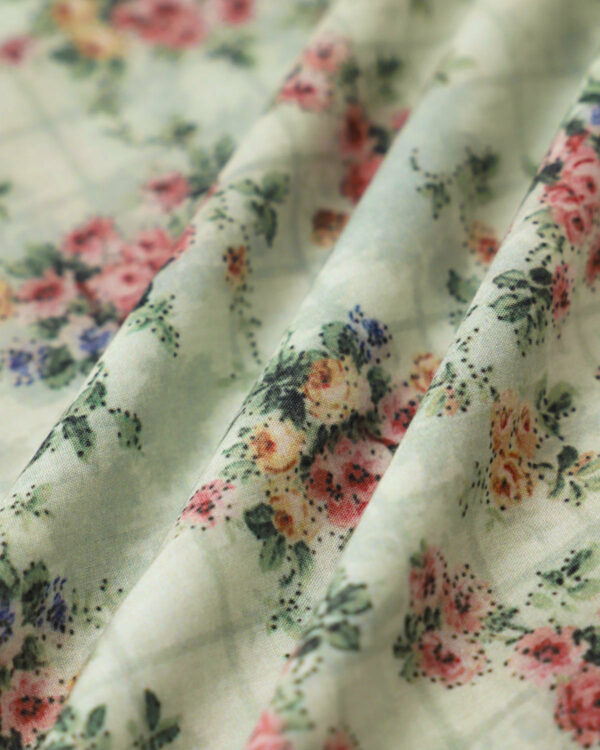 Green Floral Neck Pleated Slip Midi Dress - Image 7