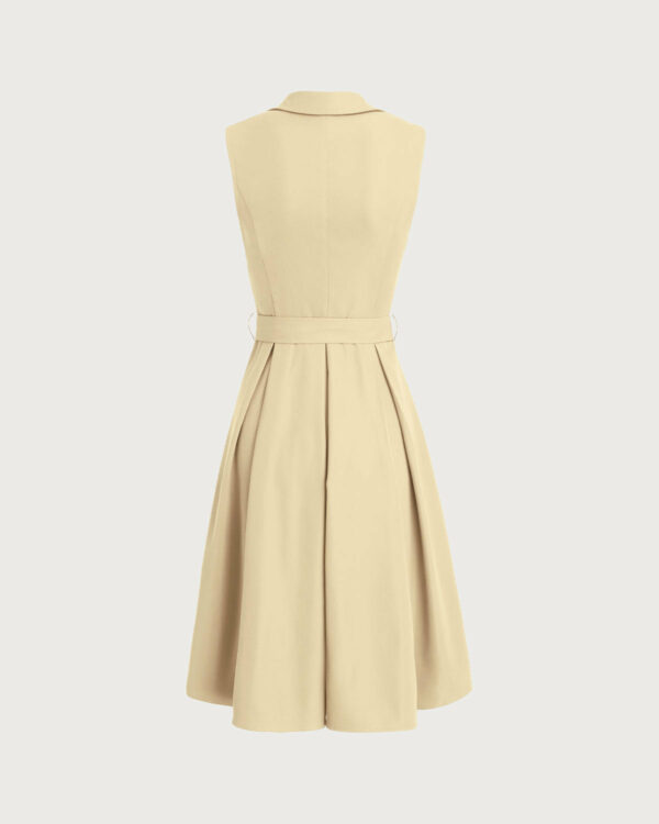 Apricot Button Sleeveless Midi Dress - Image 8