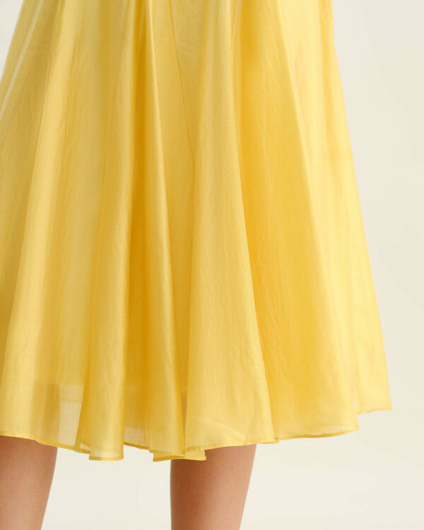 Yellow Square Neck Pleated Slip Midi Dress - Image 2