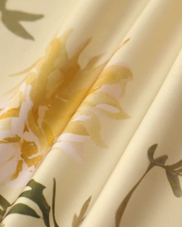 Yellow Floral Shirred Slip Midi Dress - Image 8