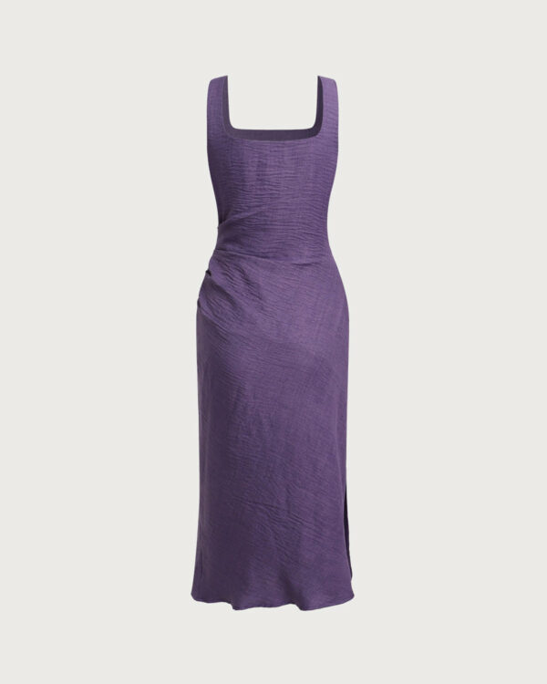 Purple Square Neck Slip Midi Dress - Image 8
