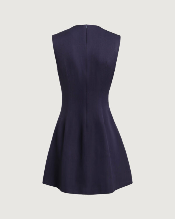 Blue Round Neck Sleeveless A-Line Mini Dress - Image 7