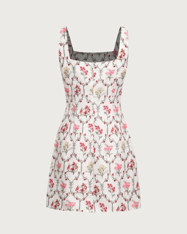 Floral Square Neck A-Line Slip Mini Dress - Image 6
