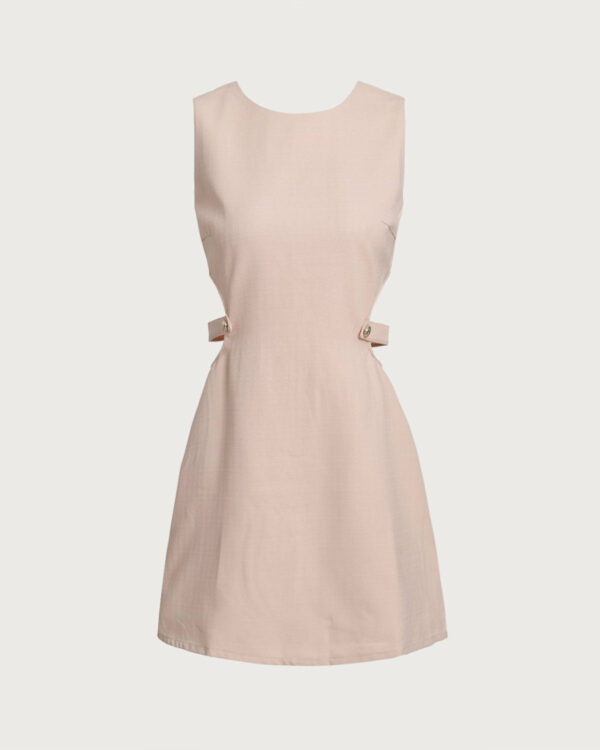 Pink Boat Neck Cut Out Sleeveless Mini Dress - Image 6