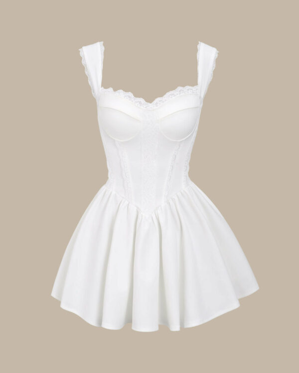 Bettydress-White Neck Corset Slip Mini Dress