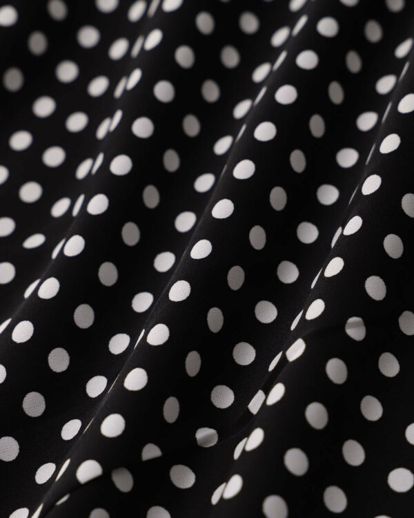 Black Polka Dot V Neck Lace Mini Dress - Image 3