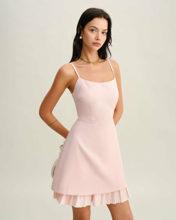 Pink Contrast A-Line Slip Mini Dress - Image 2