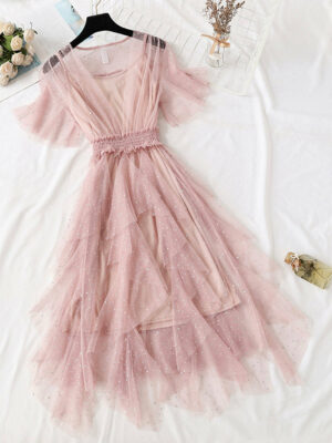 Girl Summer Dress A Line Tulle Dress With Sequins P335