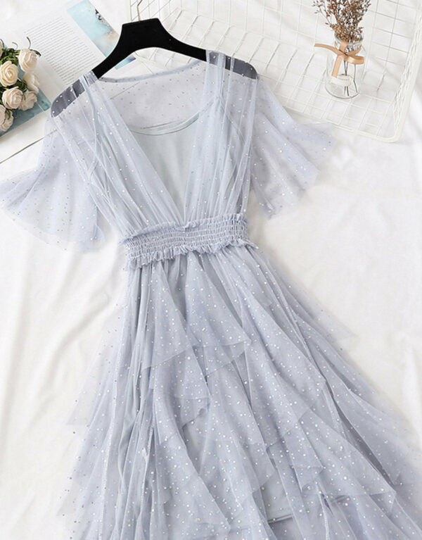Girl Summer Dress A Line Tulle Dress With Sequins P335 - Image 3